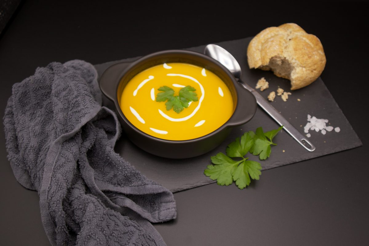 Carrot and Ginger Soup served with bread