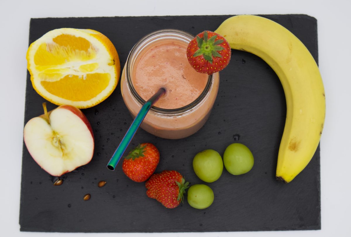 Strawberries and Banana Smoothie Served