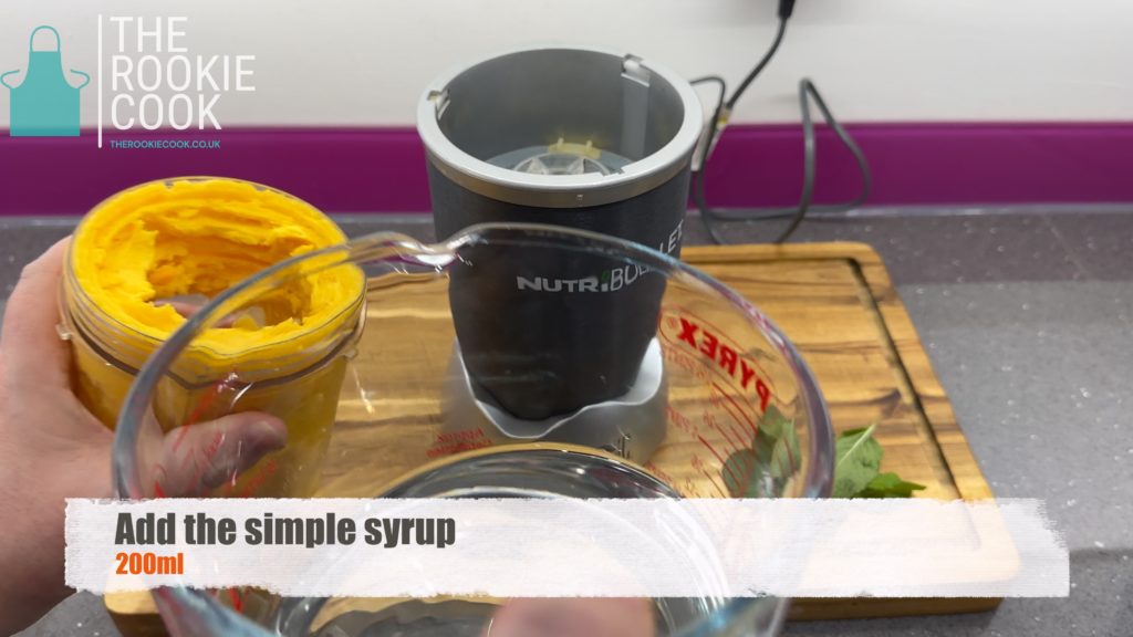 Add the simple syrup to the mango puree